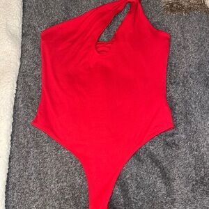 Red One Shoulder Bodysuit